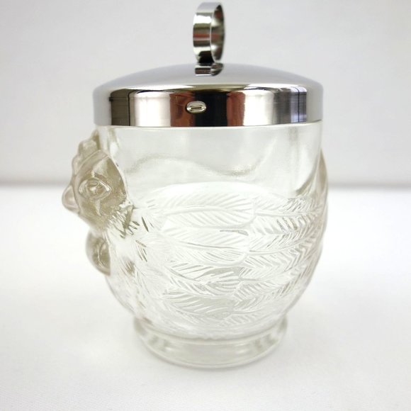 Glass 3D Bird Votive or Tealight Candle Holder or Cottonball Holder Jar w/ Lid - Picture 4 of 6